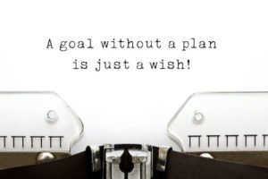 A goal without a plan is just a wish! quote printed on an old typewriter.