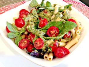 banza pasta with cherry tomatoes pesto HP