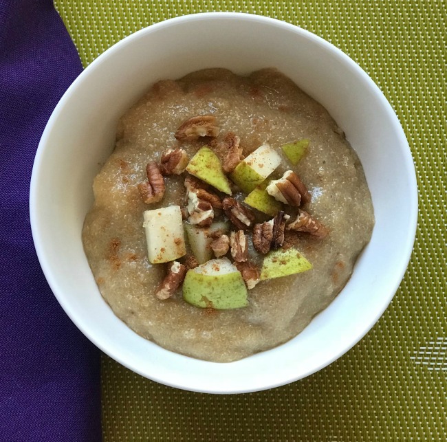 amaranth porridge with pears and pecans