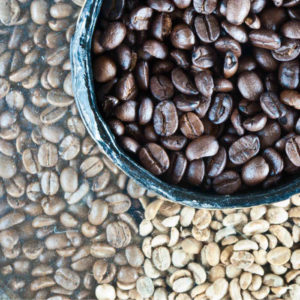 coffee bean bean background with different colored beans