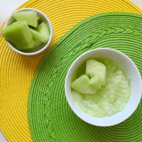 honeydew italian ice with green and yellow placemats