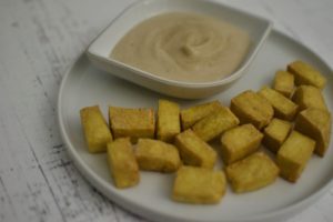 Crispy Air Fryer Tofu with Tahini Dipping Sauce