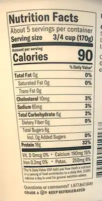 Chobani nonfat plain yogurt food label