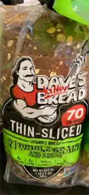 Daves Killer bread thin-sliced front label