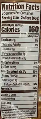 Grains almighty gut balance bread nutrition fact