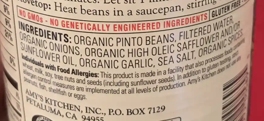 Refried beans ingredients