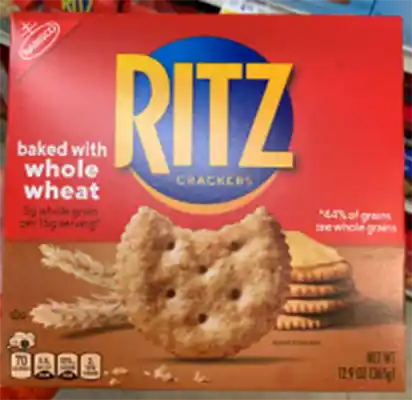 Ritz whole wheat crackers front label