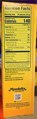 Wheat thins nutrition label