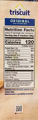 triscuit original crackers food label